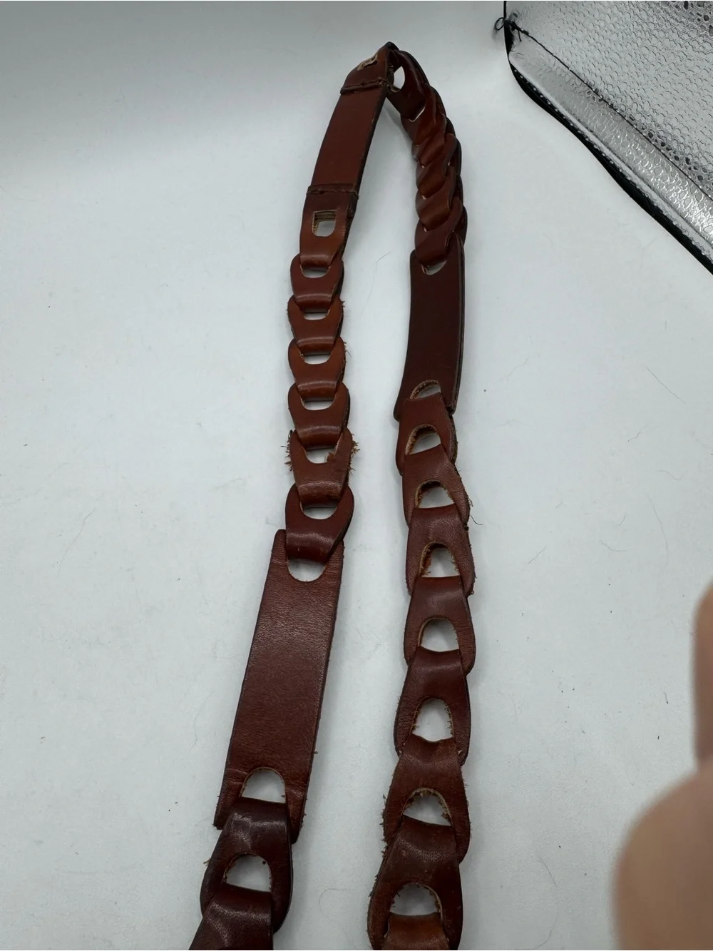 Vintage Brown Leather Made in Uruguay Latch and Loop Buckle Belt READ FOR SIZE